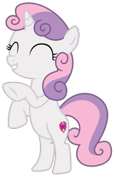Size: 1500x2344 | Tagged: safe, artist:sketchmcreations, sweetie belle, marks and recreation, belly, bipedal, cutie mark, eyes closed, happy, rearing, simple background, smiling, solo, the cmc's cutie marks, transparent background, vector