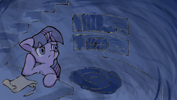 Size: 1280x720 | Tagged: safe, artist:hgdb, twilight sparkle, blue background, moody, night, sad, scared, simple background