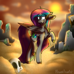 Size: 768x768 | Tagged: safe, artist:fireworkarsonist, oc, oc only, pegasus, pony, crying, female, mare, skull, solo