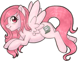 Size: 929x720 | Tagged: safe, artist:bumblebun, oc, oc only, oc:peach hack, pegasus, pony, badge, simple background, solo, traditional art, transparent background