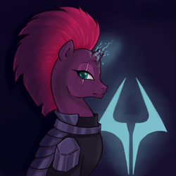 Size: 593x593 | Tagged: safe, artist:skowy, tempest shadow, pony, my little pony: the movie, broken horn, eye scar, female, horn, mare, scar, solo, sparking horn