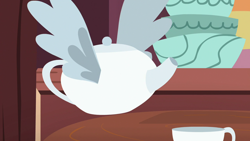 Size: 1280x720 | Tagged: safe, screencap, discordant harmony, animate object, no pony, teapot, winged teapot, wings