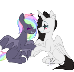 Size: 772x755 | Tagged: safe, artist:electricaldragon, artist:princessmatrix, oc, oc only, alicorn, bat pony, female, mare, simple background, sitting, transparent background