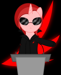 Size: 3000x3665 | Tagged: safe, artist:waveywaves, oc, oc only, oc:ruby rey, pony, unicorn, dictator, solo, sunglasses