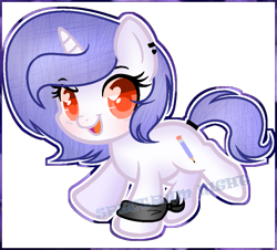 Size: 969x877 | Tagged: safe, artist:spectrumnightyt, oc, oc only, oc:drawing heart, pony, unicorn, chibi, female, mare, solo