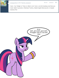 Size: 600x800 | Tagged: safe, artist:dekomaru, twilight sparkle, pony, ask, solo, tumblr, tumblr:ask twixie