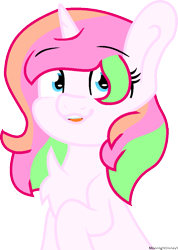 Size: 725x1016 | Tagged: safe, artist:moonlightdisney5, oc, oc only, oc:rainbow gleam, pony, unicorn, bust, female, mare, portrait, simple background, solo, transparent background