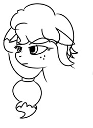 Size: 685x943 | Tagged: safe, artist:besttubahorse, oc, oc only, oc:sweet mocha, bust, freckles, monochrome, raised eyebrow, sketch, unamused