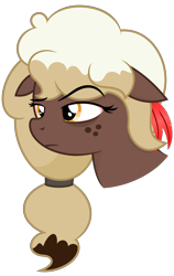 Size: 5938x9375 | Tagged: safe, artist:besttubahorse, oc, oc only, oc:sweet mocha, absurd resolution, bags under eyes, bloodshot eyes, bust, freckles, raised eyebrow, simple background, tired, transparent background, unamused, vector