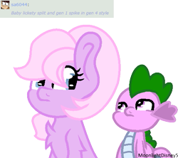 Size: 527x469 | Tagged: safe, artist:moonlightdisney5, baby lickety split, spike (g1), pony, g1, g1 to g4, generation leap, simple background, transparent background