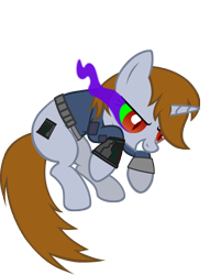 Size: 3826x5000 | Tagged: safe, artist:aborrozakale, oc, oc only, oc:littlepip, pony, unicorn, fallout equestria, corrupted, dark magic, fallout, female, high res, magic, mare, possessed, simple background, solo, sombra eyes, transparent background, vault suit, vector