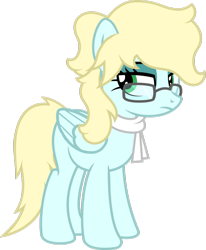 Size: 1280x1555 | Tagged: safe, artist:fletcherthehuntress, oc, oc only, oc:feather wisp, pegasus, pony, clothes, female, glasses, mare, scarf, simple background, solo, transparent background