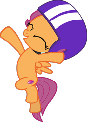 Size: 4500x6350 | Tagged: safe, artist:cantercoltz, scootaloo, pegasus, pony, parental glideance, absurd resolution, cute, cutealoo, eyes closed, female, filly, helmet, jumping, simple background, solo, the cmc's cutie marks, transparent background, vector
