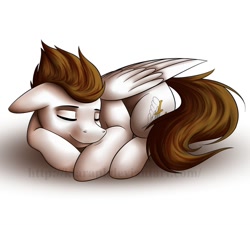 Size: 942x848 | Tagged: safe, artist:klarapl, oc, oc only, oc:core, pegasus, pony, sleeping, solo, white