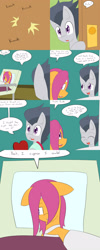 Size: 1600x4000 | Tagged: safe, artist:jake heritagu, rumble, scootaloo, pony, comic:ask motherly scootaloo, bandage, bed, cast, chocolate, comic, flower, food, hospital, hospital bed, motherly scootaloo, older, pillow, teenager