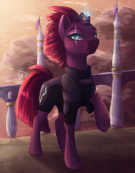 Size: 1250x1600 | Tagged: safe, artist:alina-sherl, tempest shadow, pony, my little pony: the movie, broken horn, eye scar, female, horn, looking at you, mare, raised hoof, scar, solo, sparking horn