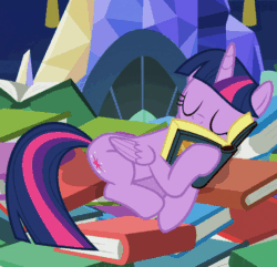 Size: 540x521 | Tagged: safe, screencap, twilight sparkle, twilight sparkle (alicorn), alicorn, pony, a health of information, adorkable, animated, book, book nest, bookhorse, cute, dork, eyes closed, facebooking, gif, hnnng, loop, princess sleeping on books, sleeping, solo, that pony sure does love books, twiabetes