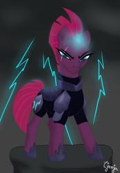 Size: 2136x3072 | Tagged: safe, artist:cunningjanja, tempest shadow, pony, my little pony: the movie, broken horn, eye scar, female, horn, mare, scar, solo, sparking horn