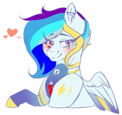 Size: 713x676 | Tagged: safe, artist:mauuwde, oc, oc only, oc:hoshiko, pegasus, pony, blushing, bust, colored wings, female, heart, mare, multicolored wings, portrait, simple background, solo, transparent background