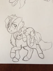 Size: 960x1280 | Tagged: safe, artist:shamrockpony, oc, oc only, oc:frozen mudslide, oc:silver shaper, earth pony, pony, unicorn, carrying, colt, eyes closed, male, silverslide, smiling, stallion, traditional art