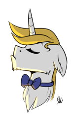 Size: 1358x2295 | Tagged: safe, artist:sugarstar, prince blueblood, pony, unicorn, arrogant, bowtie, bust, chin fluff, eyes closed, head, male, my little pony, simple background, solo, stallion, transparent background