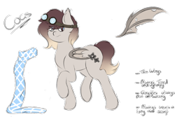 Size: 1500x1000 | Tagged: safe, oc, oc only, oc:cogs, pony, clothes, goggles, reference sheet, scarf, simple background, solo, transparent background