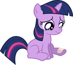 Size: 4000x3583 | Tagged: safe, artist:timeimpact, twilight sparkle, pony, a canterlot wedding, bandaid, female, filly, filly twilight sparkle, high res, sad, simple background, solo, teary eyes, transparent background, vector, younger