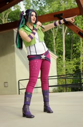Size: 2020x3092 | Tagged: safe, artist:pinkiespartycannon12, artist:sarahndipity cosplay, aria blaze, human, equestria girls, rainbow rocks, clothes, cosplay, costume, female, irl, irl human, pants, photo, pointing, solo