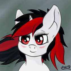 Size: 1680x1680 | Tagged: safe, artist:red-rd, oc, oc only, oc:blackjack, pony, unicorn, fallout equestria, fallout equestria: project horizons, bedroom eyes, female, mare, simple background, solo