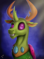 Size: 1200x1600 | Tagged: safe, artist:vittorionobile, thorax, changedling, changeling, grin, king thorax, looking at you, smiling, solo