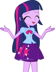 Size: 1600x2092 | Tagged: safe, artist:jucamovi1992, twilight sparkle, twilight sparkle (alicorn), alicorn, equestria girls, clothes, cute, eyes closed, female, open mouth, simple background, skirt, solo, transparent background