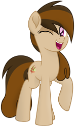 Size: 1147x1932 | Tagged: safe, artist:comfydove, oc, oc only, oc:cupcake slash, earth pony, pony, cute, female, mare, movie accurate, ocbetes, one eye closed, open mouth, simple background, solo, transparent background, wink