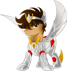 Size: 1519x1601 | Tagged: safe, artist:kenuma, pegasus, pony, armor, crossover, duty, pegasus seiya, saint seiya