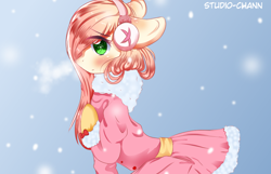 Size: 1000x642 | Tagged: safe, artist:little-sketches, oc, oc only, oc:akarui sakura, pony, clothes, coat, female, mare, solo