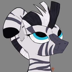 Size: 5000x5000 | Tagged: safe, artist:wax-42, zecora, zebra, it isn't the mane thing about you, absurd resolution, female, looking up, mare, no catchlights, simple background, solo