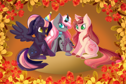 Size: 1058x701 | Tagged: safe, artist:miniaru, oc, oc only, pegasus, pony, unicorn, female, mare