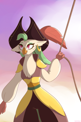 Size: 2000x3000 | Tagged: safe, artist:lemanda, captain celaeno, anthro, bird, parrot, my little pony: the movie, clothes, female, hat, pirate, pirate hat, solo