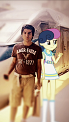 Size: 640x1136 | Tagged: safe, bon bon, sweetie drops, human, equestria girls, irl, irl human, photo, train