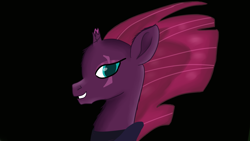 Size: 1920x1080 | Tagged: safe, artist:jbond, tempest shadow, my little pony: the movie, bust, eye scar, looking at you, portrait, scar, scar on the wrong side, smiling