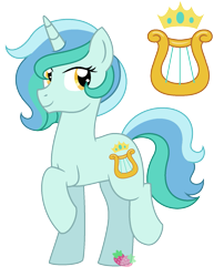 Size: 1285x1588 | Tagged: safe, artist:strawberry-spritz, oc, oc only, adoptable, crack shipping, cutie mark, magical lesbian spawn, offspring, parent:lyra heartstrings, parent:princess celestia, parents:lyralestia, shipping, weird ship wednesday, youtube link