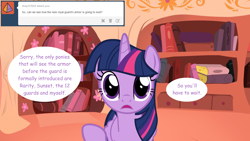 Size: 1280x720 | Tagged: safe, artist:hakunohamikage, twilight sparkle, twilight sparkle (alicorn), alicorn, pony, ask, ask-princesssparkle, female, golden oaks library, mare, solo, tumblr