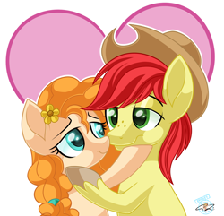 Size: 1580x1524 | Tagged: safe, artist:iheartjapan789, bright mac, pear butter, pony, the perfect pear, brightbutter, female, male, mare, shipping, stallion, straight