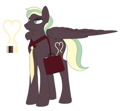 Size: 2133x1958 | Tagged: safe, artist:overlord pony, oc, oc only, oc:ebony dusk, pegasus, pony, harness, male, necktie, simple background, solo, stallion, suitcase, tack, transparent background