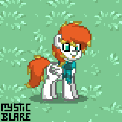 Size: 320x320 | Tagged: safe, artist:mystic blare, oc, oc only, oc:dookin foof lord, pegasus, pony, animated, clothes, gif, pixel art, pony town, scarf, solo, waving