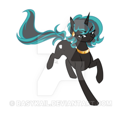 Size: 400x376 | Tagged: safe, artist:basykail, oc, oc only, pony, unicorn, choker, ear piercing, female, jewelry, mare, piercing, simple background, solo, transparent background, watermark