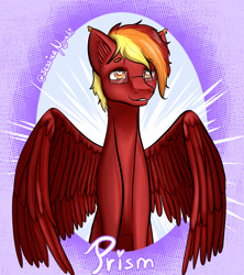 Size: 960x1080 | Tagged: safe, artist:jessicanyuchi, oc, oc only, oc:prism, pegasus, pony, fanart, glasses, solo