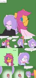 Size: 2400x5200 | Tagged: safe, artist:jake heritagu, diamond tiara, scootaloo, pony, comic:ask motherly scootaloo, clothes, comic, dress, hairpin, motherly scootaloo