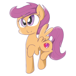 Size: 1024x1024 | Tagged: safe, artist:supera14ever, scootaloo, pony, cute, raised hoof, simple background, solo, transparent background