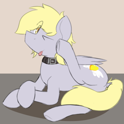 Size: 3000x3000 | Tagged: safe, artist:horseface, oc, oc only, pony, behaving like a dog, collar, lying down, not derpy, scratching, solo, tongue out