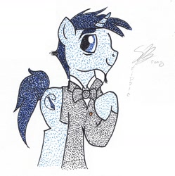 Size: 1552x1560 | Tagged: safe, artist:thestipplebrony, oc, oc only, oc:cobalt snow, pointillism, solo, stipple, traditional art